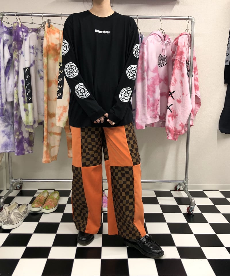ウェーブチェッカーフラッグ ×コーデュロイ ミックスパッチワーク 