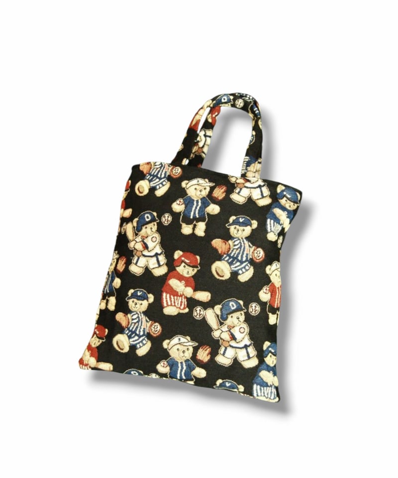 ゴブラン織 テディベア柄 トートバッグ:ブラック | SWIVEL SLUM DIVE 