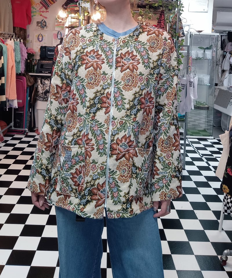 花柄ゴブラン織り ノーカラージャケット | SWIVEL SLUM DIVE