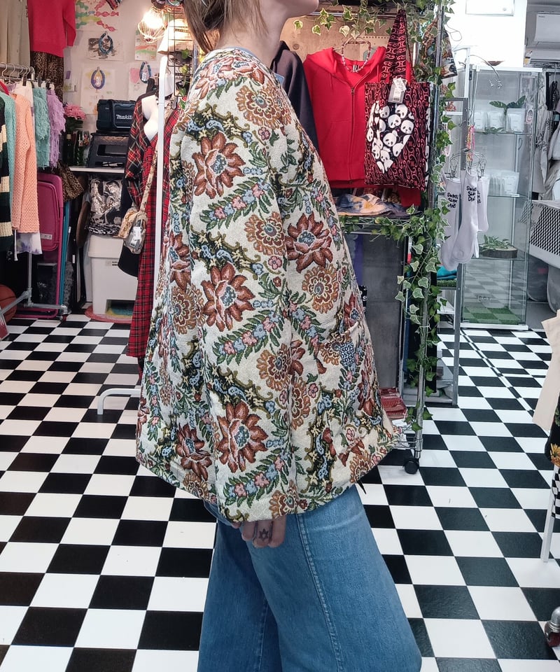 花柄ゴブラン織り ノーカラージャケット | SWIVEL SLUM DIVE