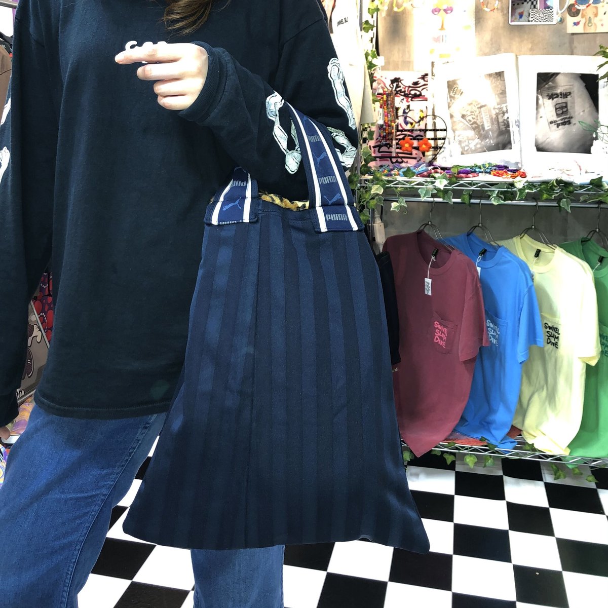 リメイク ジャージ レオパード トートバッグ:ネイビー | SWIVEL SLUM DIVE