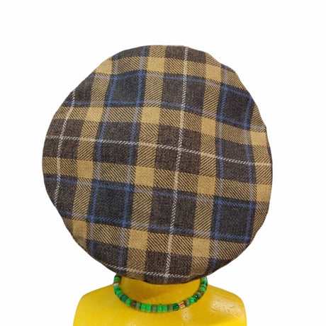 コットンツイード　タータンチェック　ベレー帽:yellow