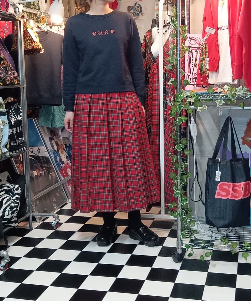 裏地付き タータンチェックプリーツロングスカート:red | SWIVEL 裏地付き タータンチェックプリーツロングスカート:red | SWIVEL