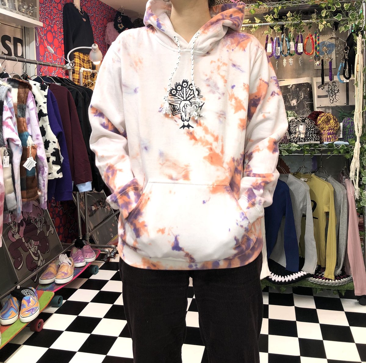 麻雀 イーソー タイダイ染め パーカー L | SWIVEL SLUM DIVE