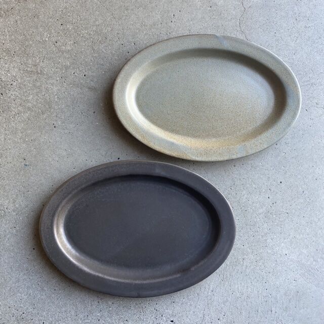 グレー 陶器製 楕円皿 楽天市場】楕円皿/カレー皿 しのぎ型グレー楕円鉢 横幅22.2cm 縦幅16.8