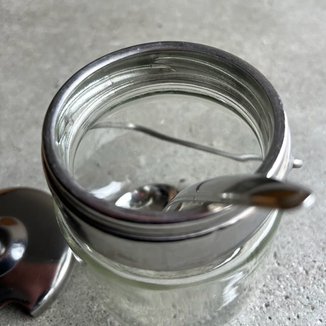 プレスガラス キャンディポット ボンボン入れ シュガーポット 蓋物