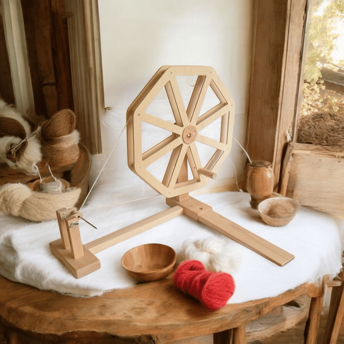 ハンドル付 糸車 2025型 | 木製品の共榮