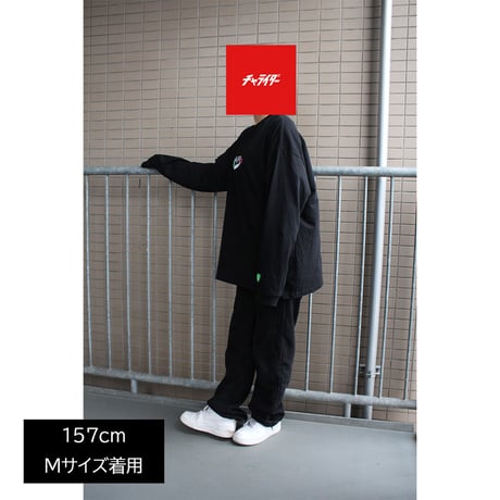 ホワイトレオパード　ビッグシルエットロンT　　ブラック