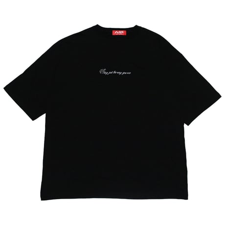 メッセージ刺繍　ビッグシルエットTシャツ　　ブラック