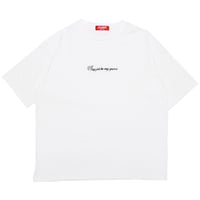 メッセージ刺繍　ビッグシルエットTシャツ　　ホワイト