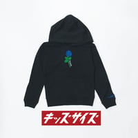 【キッズ】バラ刺繍パーカー  ブラック