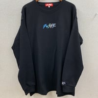 マルチカラー刺繍超ヘビーウェイトロンティー　ブラック