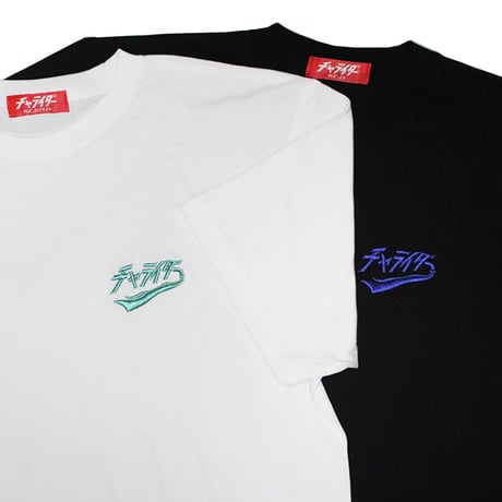 メタリックスカーフ刺繍Tシャツ　　ブラック