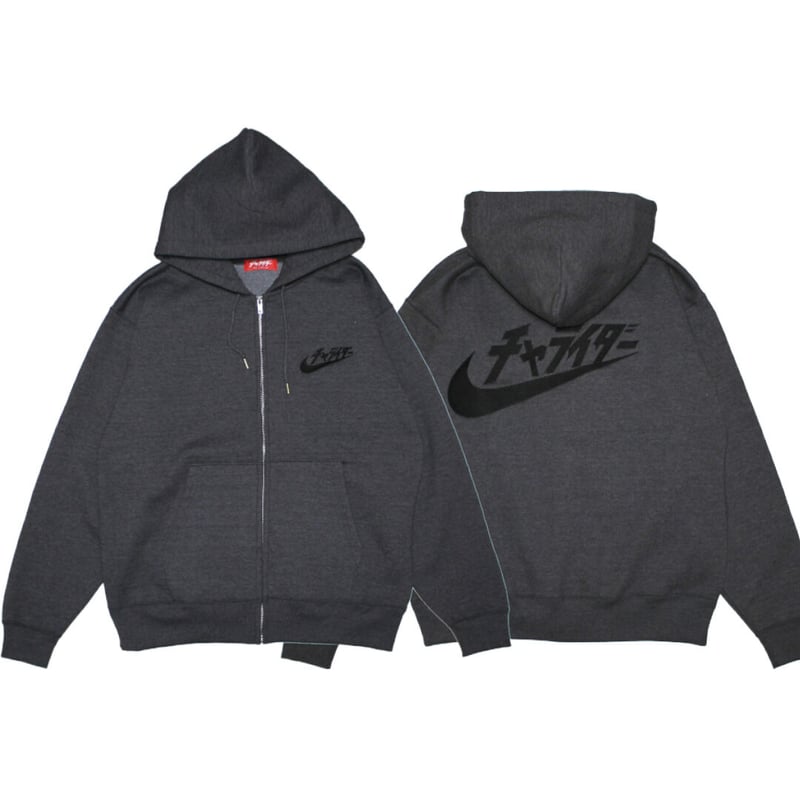 ネオスカーフロゴ ヘビーウェイトジップパーカー チャコール