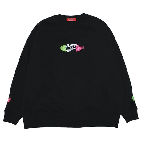 ハートスカーフ　ビッグシルエットスウェット　　ブラック