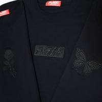 同色刺繍Tシャツ  ブラック