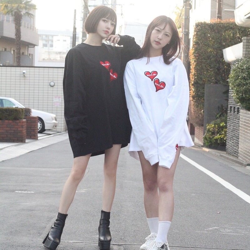 ダブルハート ビッグシルエットロンティー ホワイト | チャライダーSTORE