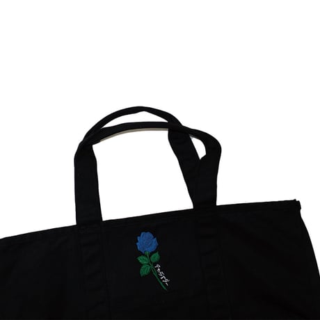 バラ刺繍ビッグトートバッグ　　ブラック