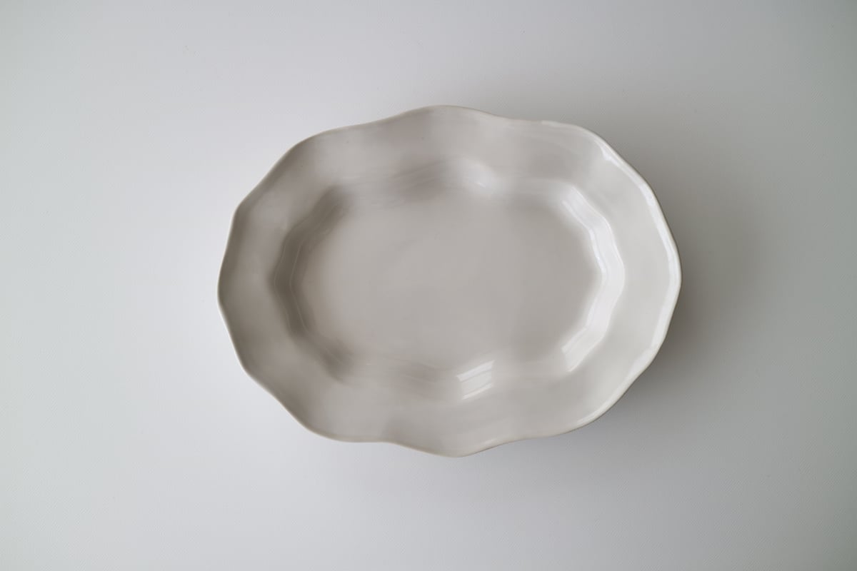 端田敏也　オーバル皿 2枚　楕円皿　プレート　作家もの　白釉 端田敏也 オーバル皿 2枚 楕円皿 プレート 作家もの 白釉 toshiya hanada /