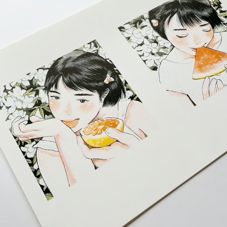 高 妍/Gao Yan/ ガオイェン｜リソグラフプリントシート　葡萄柚・西瓜
