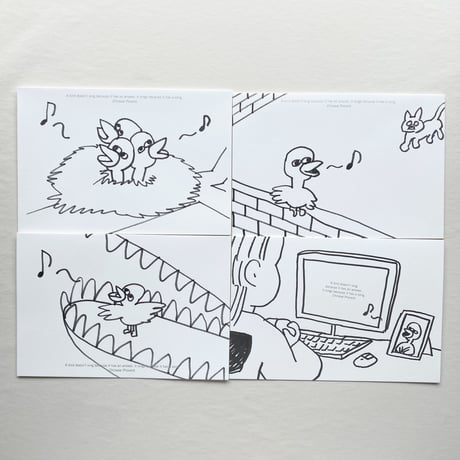 Bird Pit｜グリーティングカード（唄う鳥の4コマ）