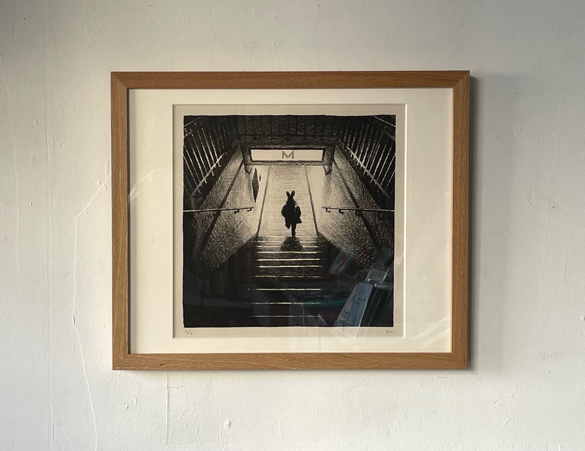 みやこしあきこ｜リトグラフ版画「メトロ」（フレーム込