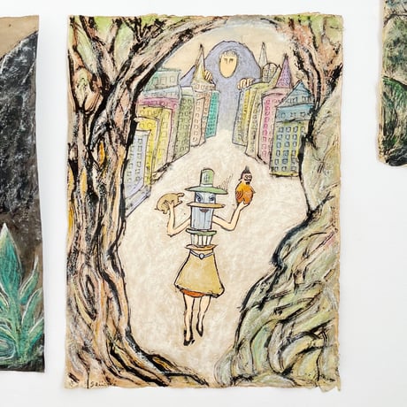 【サイン入り原画】まつもととしこ ♡ はらっぱgarden* 　額装品 サイン入り原画】まつもととしこ ♡ はらっぱgarden* 額装品 【公式通販】