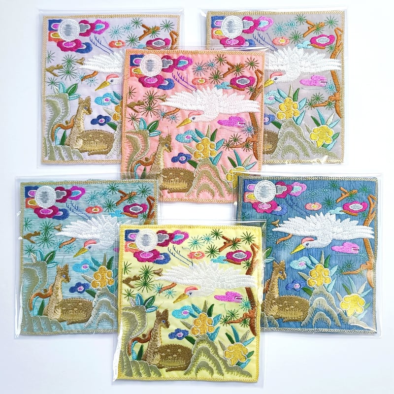 韓国刺繍　掛け布団　鶴デザイン刺繍 寿の文字刺繍 掛袱紗 鶴デザイン - メルカリ