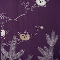 【袷羽織】紫紺色地　四季花文　アンティーク羽織