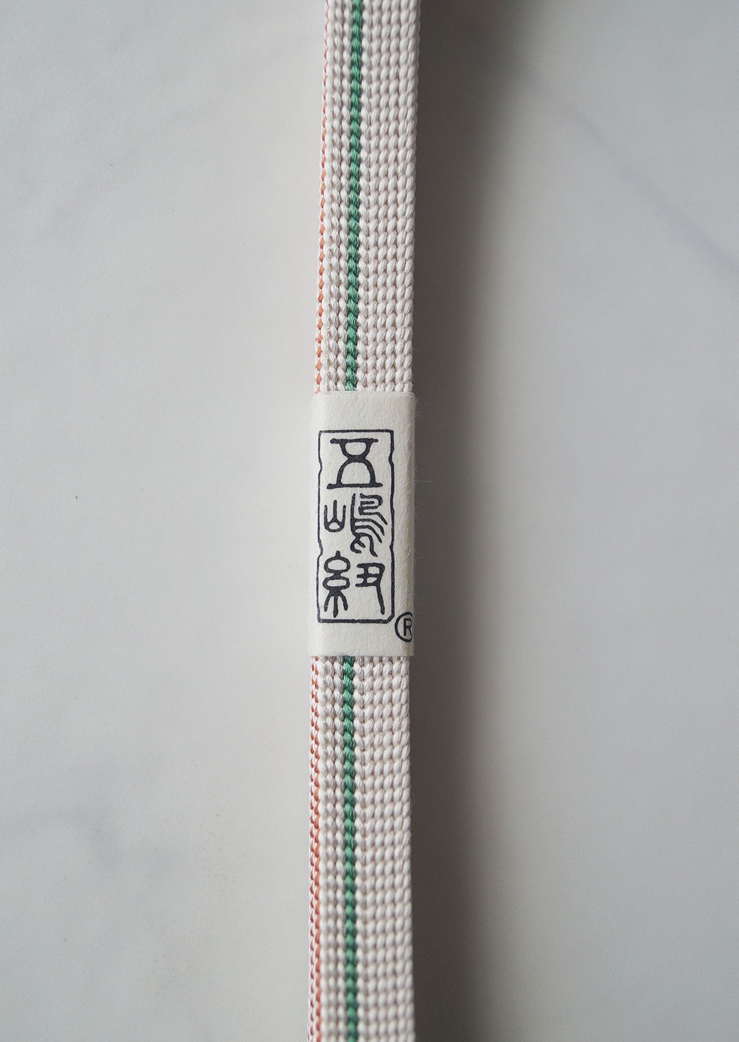 帯締め】胡粉色×常磐色×浅紫色 三分紐 リバーシブル 一本ライン