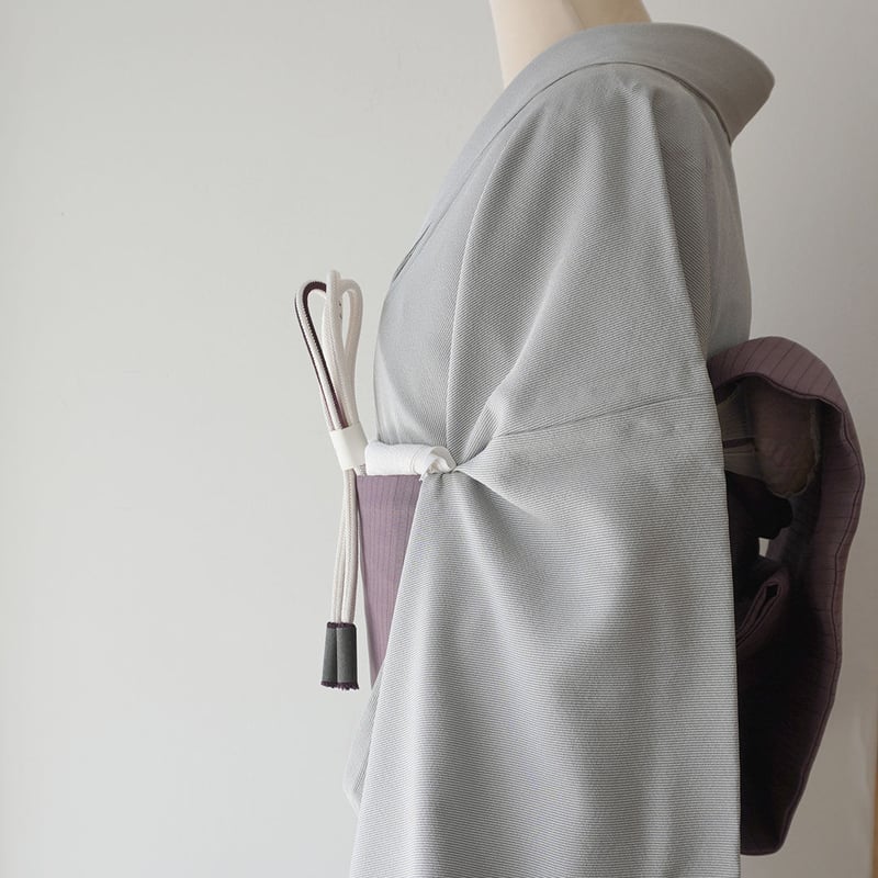 単衣】白色×桔梗鼠色 万筋 江戸小紋 | 大山キモノ・ちぇらうなぼるた 