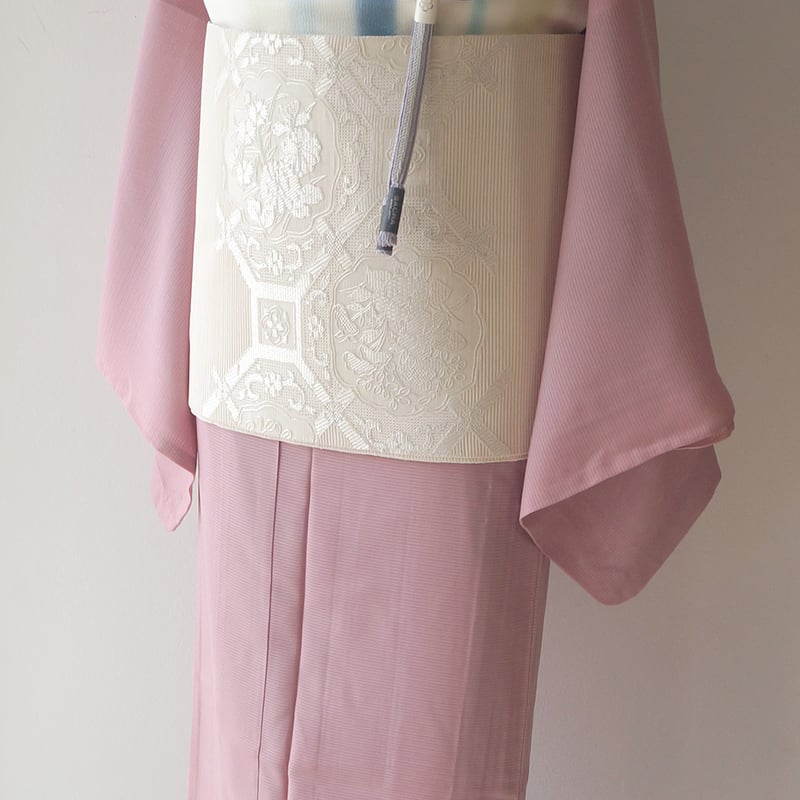 ［5443］色無地 美品 夏物 絽 一つ紋 右三ツ巴 正絹 着物 夏】未使用 型染め友禅 夏椿 花柄 絽 夏着物 小紋 正絹 白