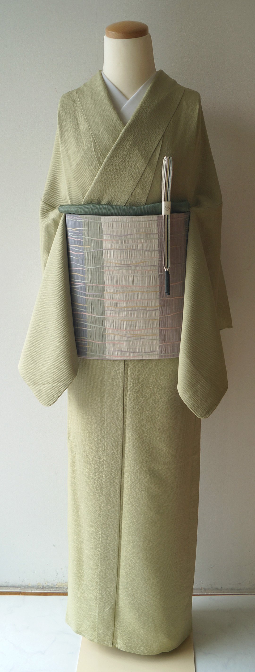 one drop☆ 　単衣　色無地＋名古屋帯3本＋薔薇の羽織　裄67 one drop☆ 単衣 色無地＋名古屋帯3本＋薔薇の羽織