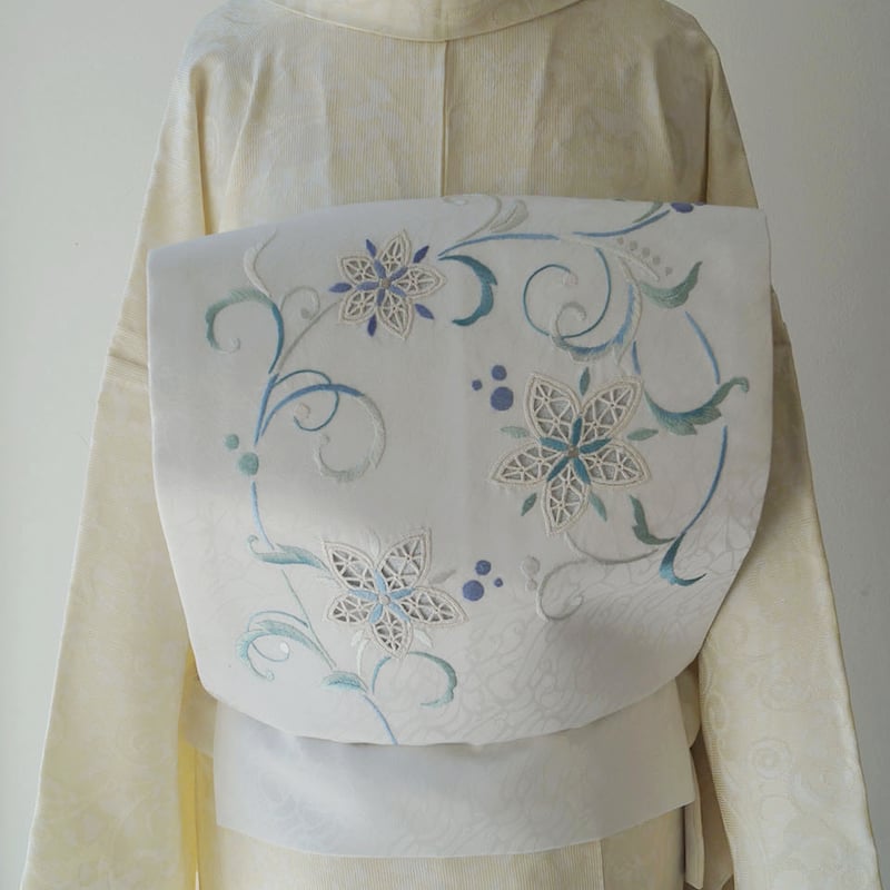 単衣】 女郎花色 アラベスク文様 小紋 | 大山キモノ・ちぇらうな