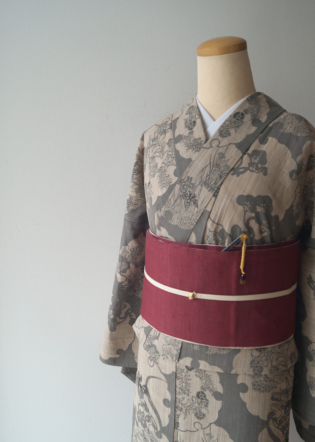 ☆ 袋帯 横段花唐草模様 金糸 深支子色 O-4031 【公式通販】