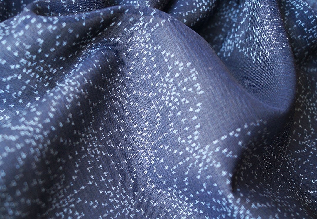 夏・紬】紺色 麻の葉文 紗紬 | 大山キモノ・ちぇらうなぼるた 