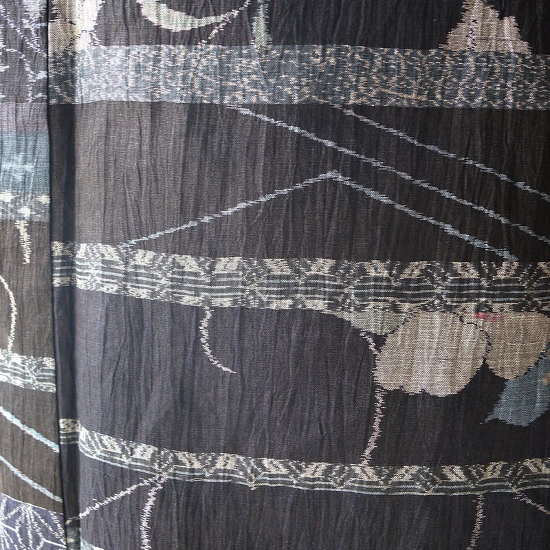 小千谷又は近江麻夏着物　十字絣　甕覗き 小千谷縮 乱絣 若葉 | 夏着物 | やまとオンラインストア