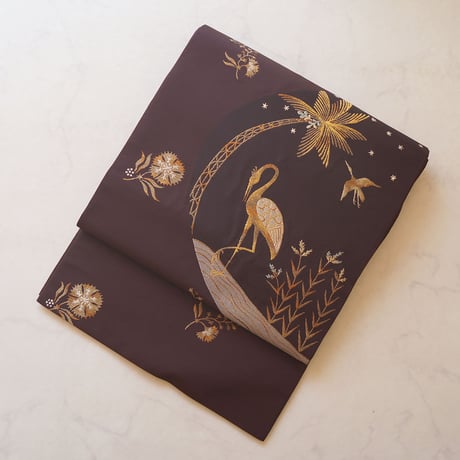 幾何学模様の紬の袋帯 正絹 全通柄 洒落袋 ♦️逸品 正絹