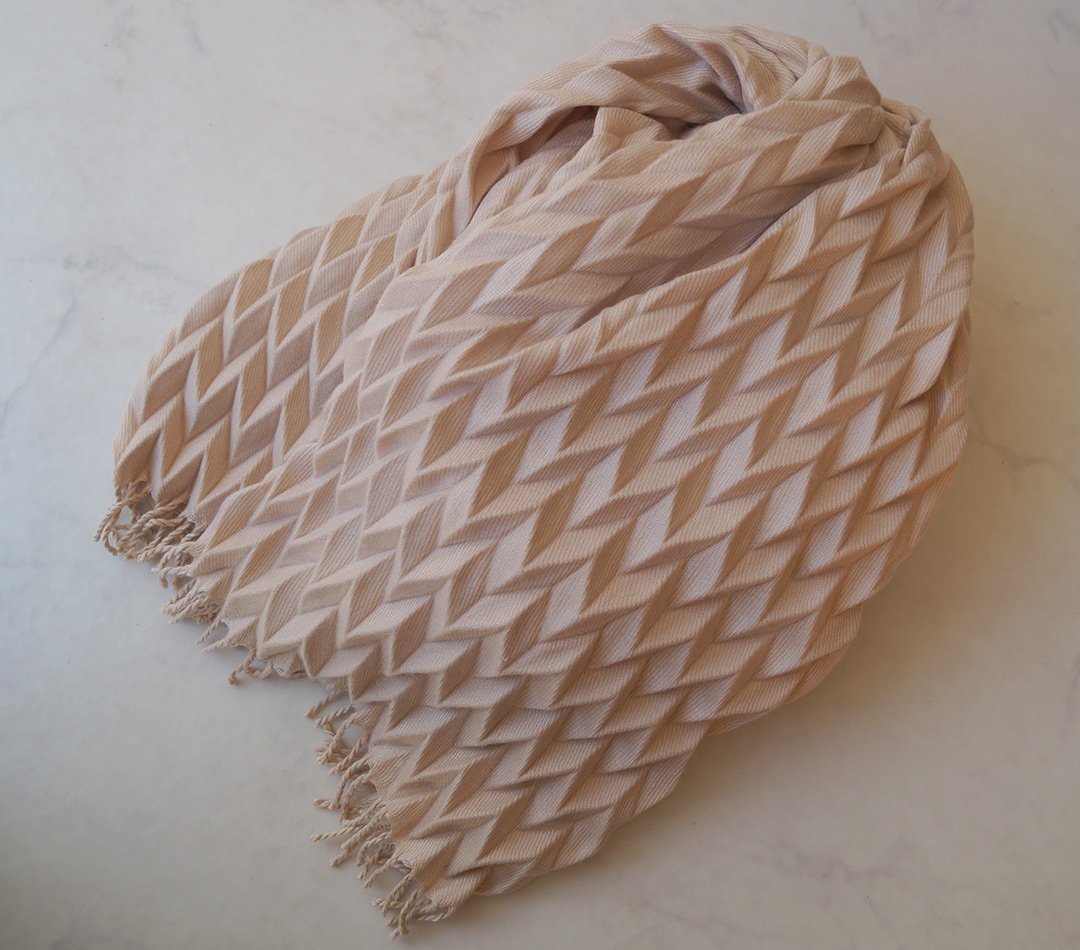 和小物さくら・ショール】プリーツストール ベージュ 241113⑲