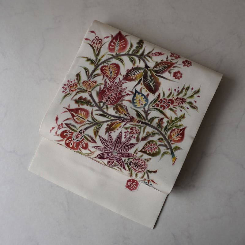 ゑり善扱い 取り替えろ 塩瀬染め名古屋帯 