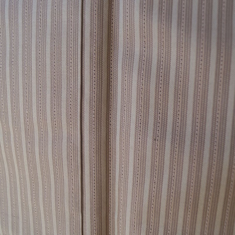 本場大島紬 茶泥染 カタス 縦縞に四角模様 トールサイズ KK-2382 袷