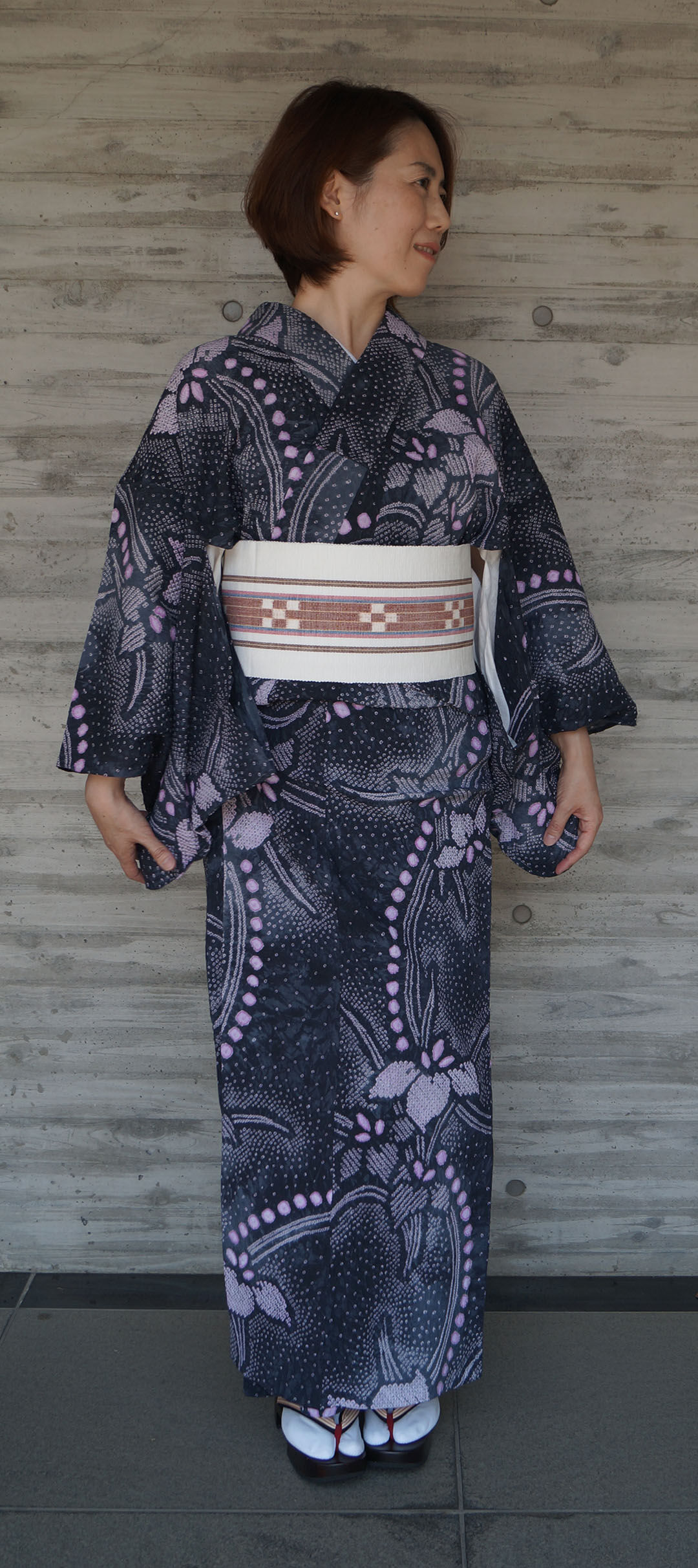 新品 琉球かすり オレンジ 半幅帯【竺仙】 甘から