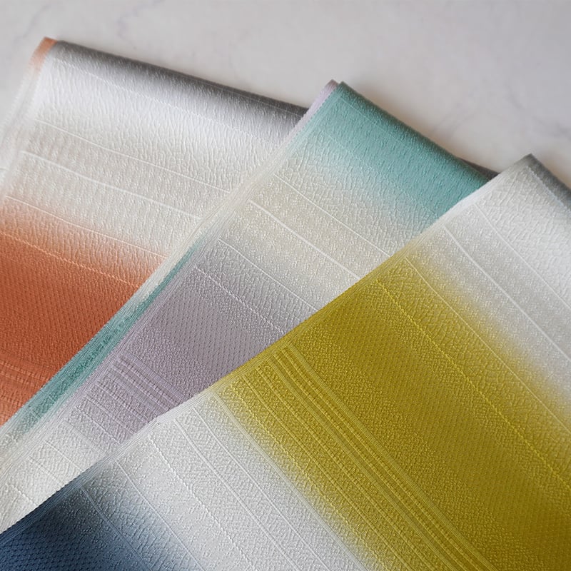 和小物さくら・帯揚げ】緑黄色✕褐返 意匠段違い横段暈し帯揚げ No  