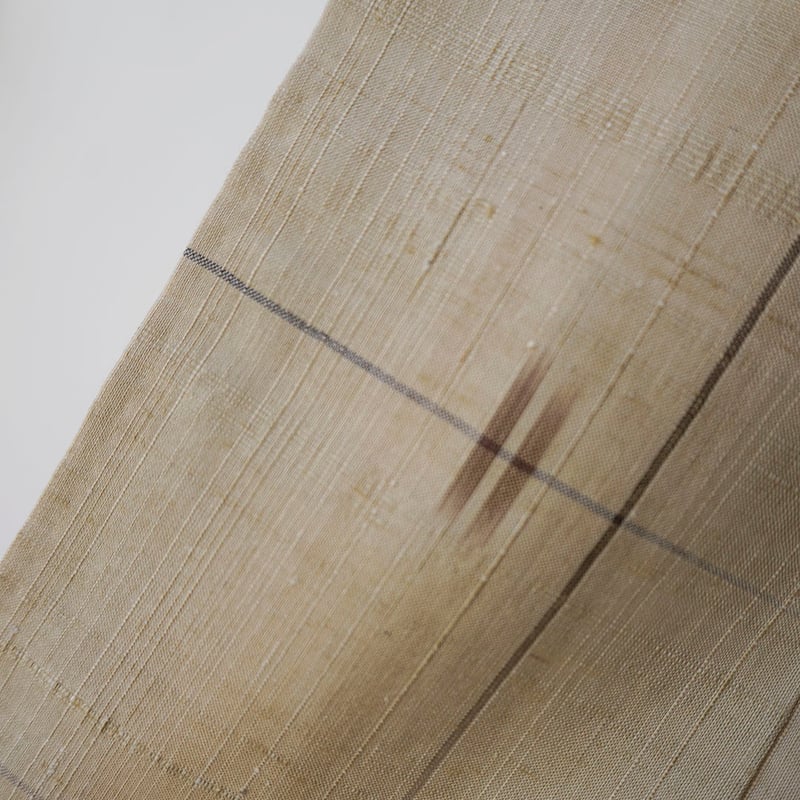 紬　井桁模様　生成り　正絹 紬 井桁模様 生成り 正絹 - メルカリ