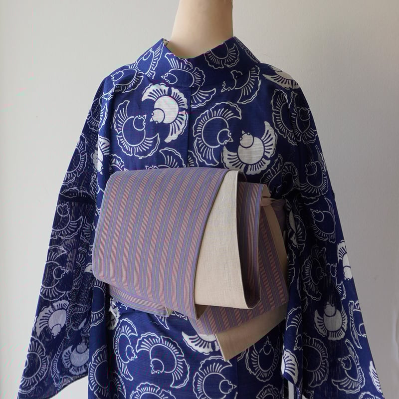 綿麻しじら織✖︎本麻長尺リバーシブル半幅帯 長尺リバーシブル本麻半幅帯✖︎綿麻しじら織浴衣