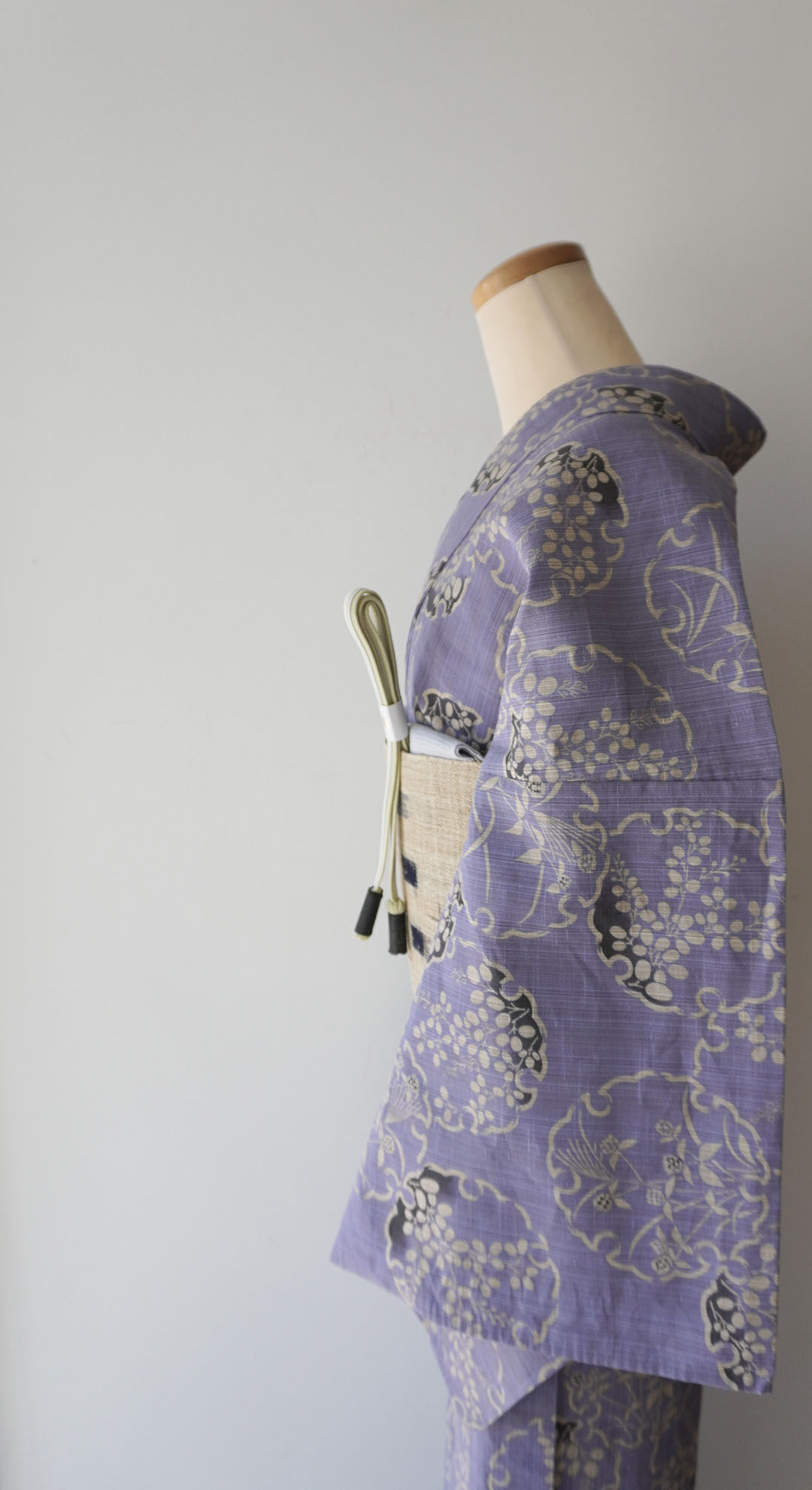 新品 竺仙 注染 藤の葉繋ぎ 着物 仕付糸付 高級浴衣 3488