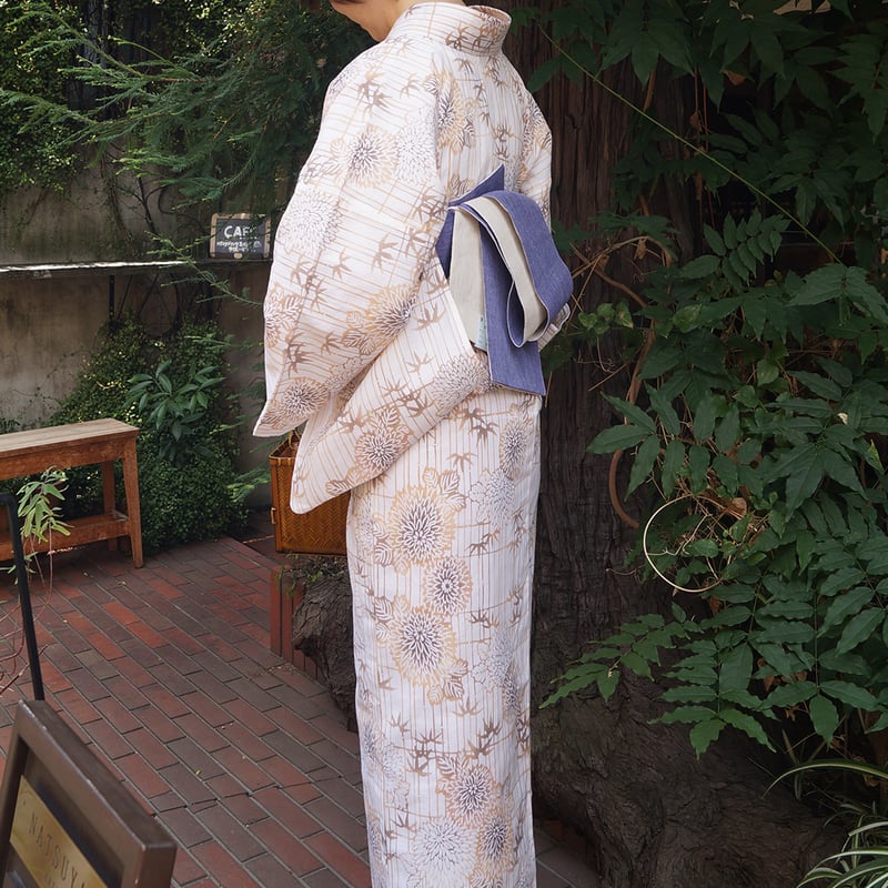 【美品】三松 三勝染 本格浴衣 帯セット（クリーニング済み） 美品】三松 三勝染 本格浴衣 帯セット（クリーニング済み） 美品