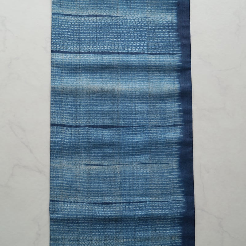 【美品】藍色 縞 紬 小紋 正絹 デニム着物 / 名古屋帯 半幅帯 美品】藍色 縞 紬 小紋 正絹 デニム着物 / 名古屋帯 半幅帯