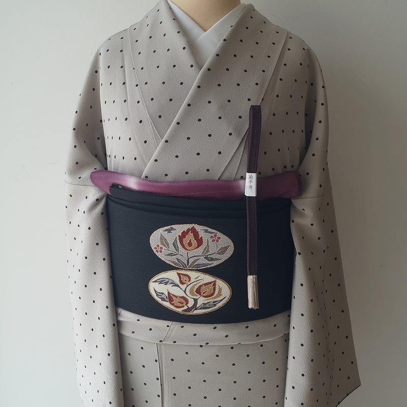 鶴　着物　藍染　トールサイズ　小紋　美品　袷 袷】茶鼠色 ドット柄 小紋 トールサイズ | 大山キモノ・ちぇら