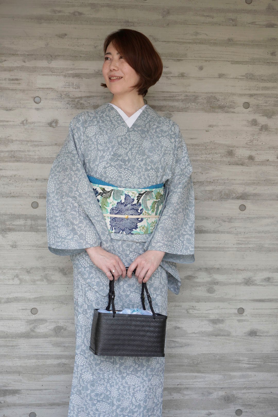 超美品綿綿紅梅本染浴衣浴衣 着物夏物現代165トールカーキ